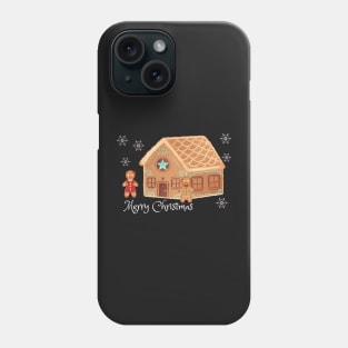 Merry Christmas with gingerbread house, man snowflakes Phone Case