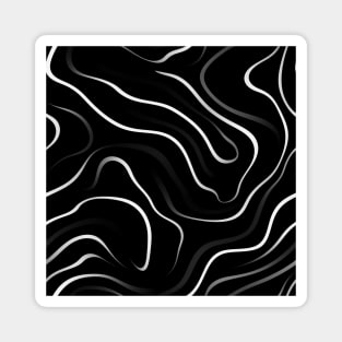 Monochrome Elegance: White Abstract Lines on Black Magnet