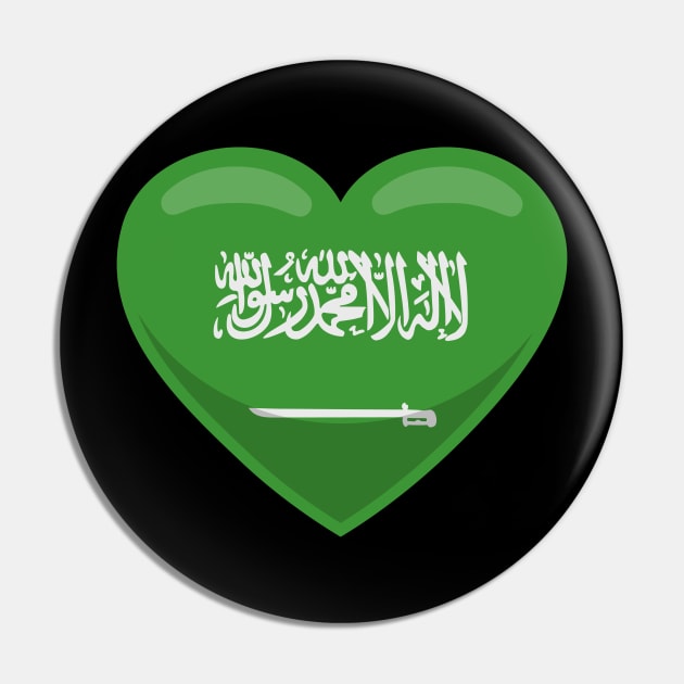 Saudi Arabia Flag Heart Pin by SunburstGeo