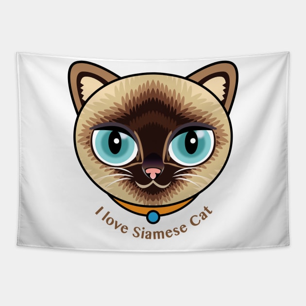 I Love Siamese Cat Tapestry by zoneo