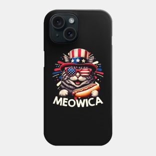 Meowica 4th of July Patriotic Cat American Flag 4th of July Phone Case