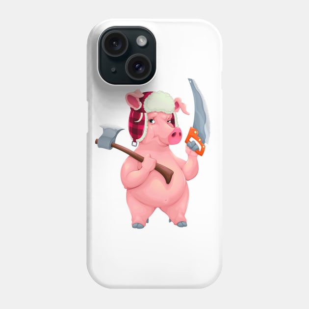 Woodworker pig with tools Phone Case by ddraw