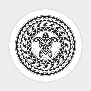 Tribal Turtle Tattoo Mandala Ho'okipa, Maui / B&W Magnet