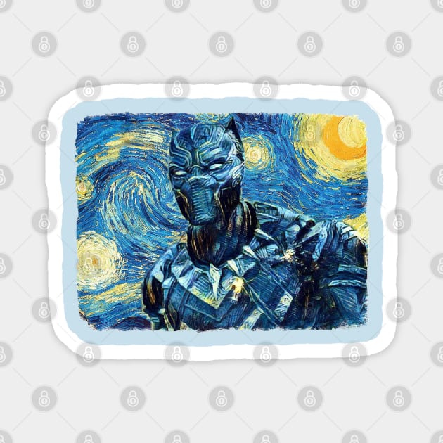 Black Panther Van Gogh Style Magnet by todos