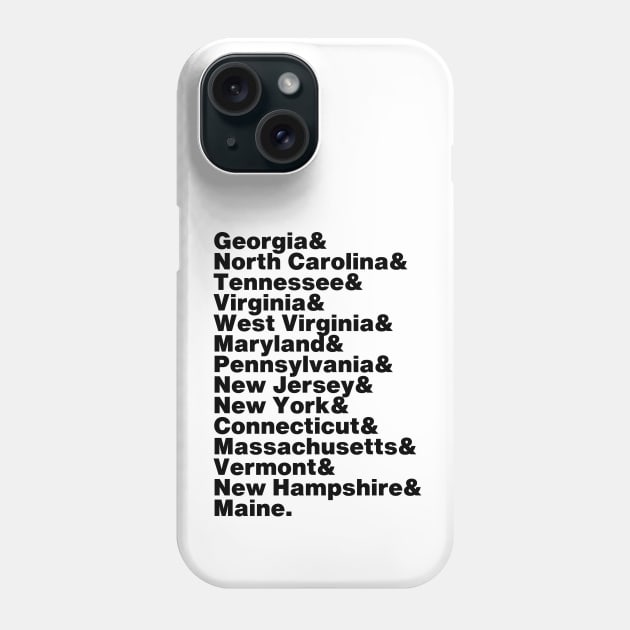 Appalachian Trail Georgia to Maine State List Phone Case by Little Lady Hiker