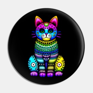 Colorful ethno style cat art Pin