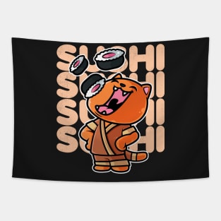 Cat Sushi Nigiri Kawaii Neko Anime Japanese print Tapestry