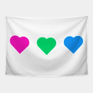 Bi+ Hearts Polysexual Flag (Solid) Tapestry