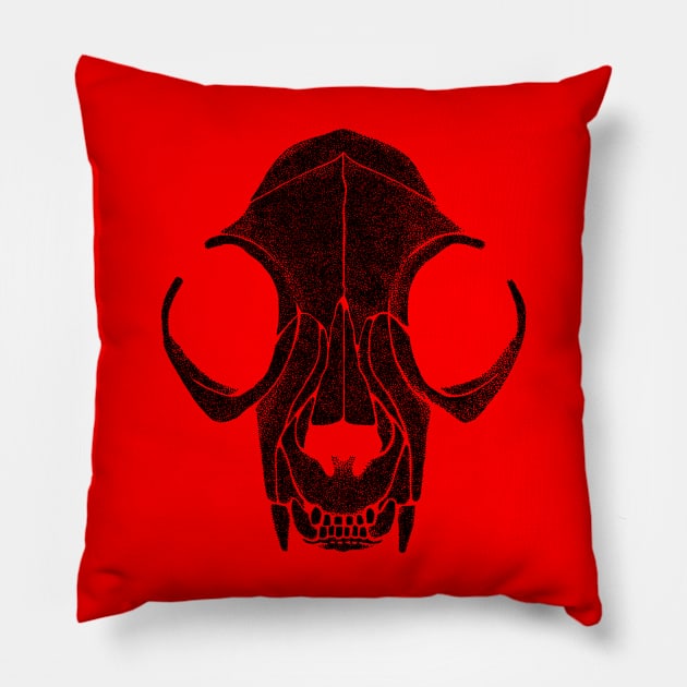 Cat Skull Black Pillow by GAz