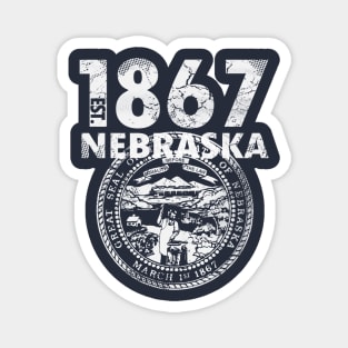 Nebraska State Flag Est 1867 Vintage Distressed Magnet