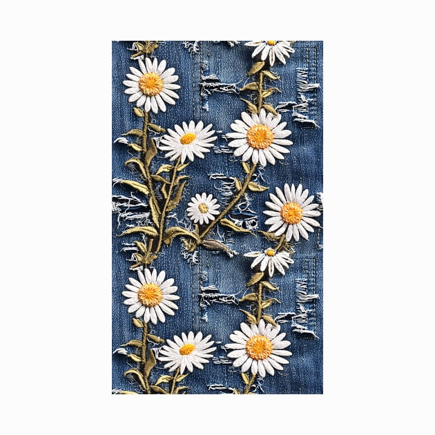 Distressed denim and daisies design by the74