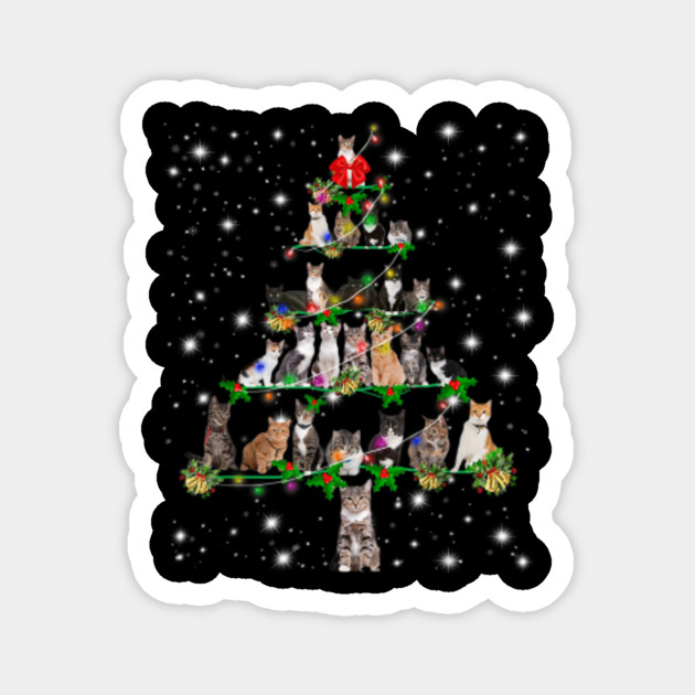 Funny Cats Christmas Tree Tee Ornament Decor Funny Cats