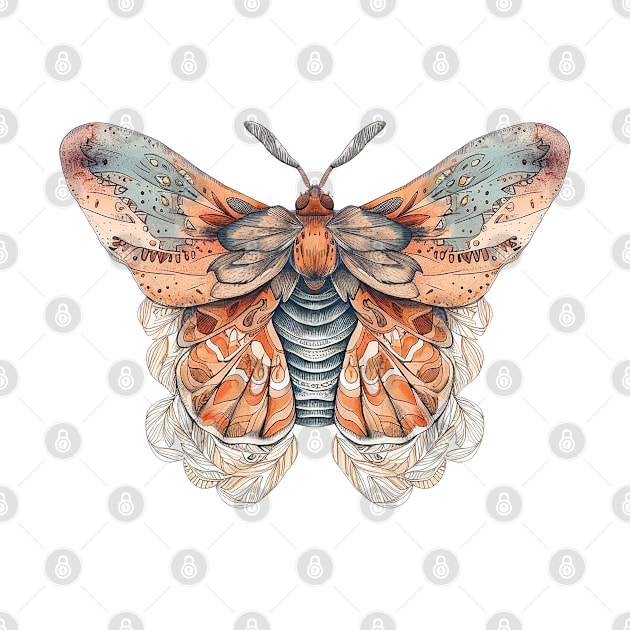 Beautiful moth with flowers by FancyPen