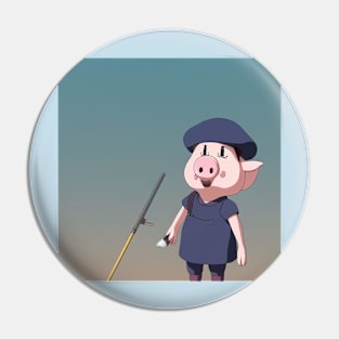 Confused artist pig Pin