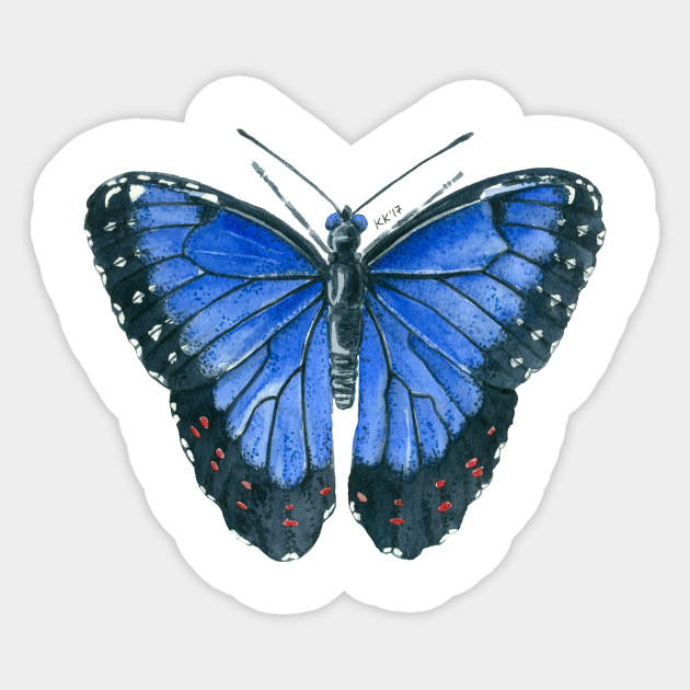 Blue Morpho Butterfly Watercolor Painting Butterfly Sticker