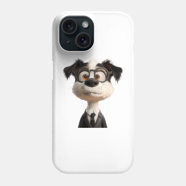 Confused Cute Dog With Big Eyes And Glasses On It Phone Case by DiventDigitals