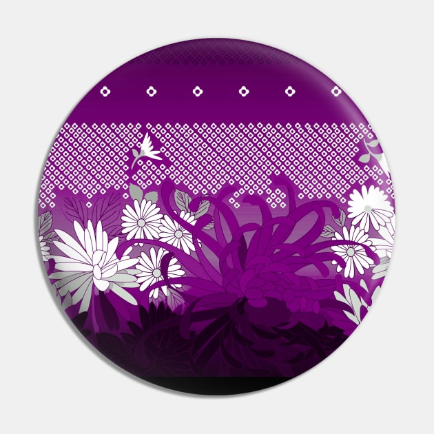 Asexual Pride Flowers on an Illustrated Backdrop Pin by VernenInk