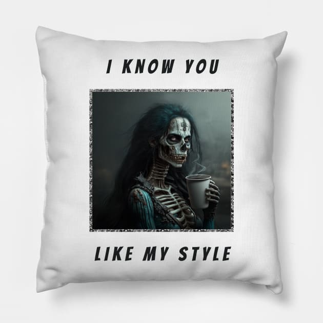 skeleton Coffee humor Pillow by DesignWear.Qc