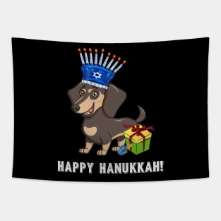 Dachshund Menorah Hat Hanukkah Chanukah Tapestry