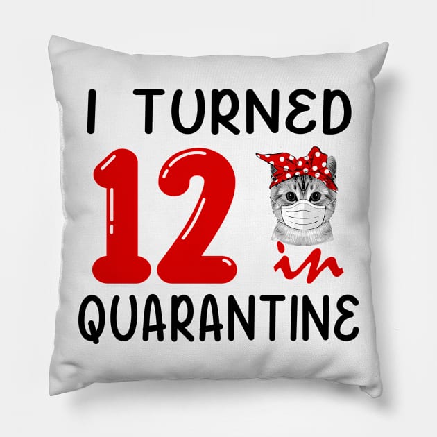 I Turned 12 In Quarantine Funny Cat Facemask Pillow by David Darry