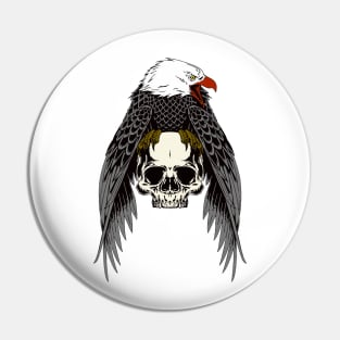 Eagle sitting on the skull Pin