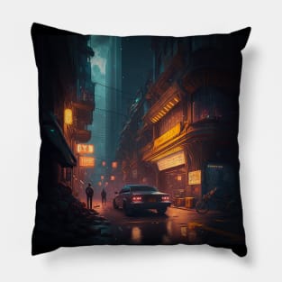 Cyberpunk city Pillow