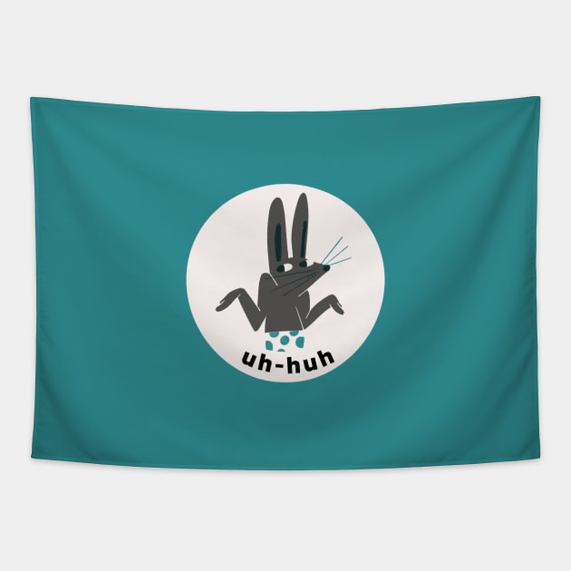 UH-HUH Bunny Minimal Tapestry by @rainbow.illustrator