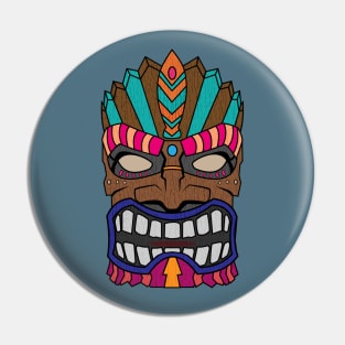 Tiki Totem Idol Sticker Pin