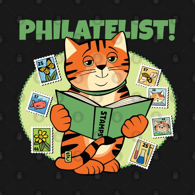 Stamp Collector Philatelist Cat by Sue Cervenka