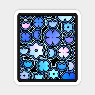 Floral doodles in blue Magnet