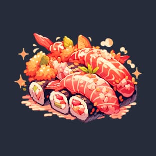 Cute Sushi Anime Food Pixel Art T-Shirt