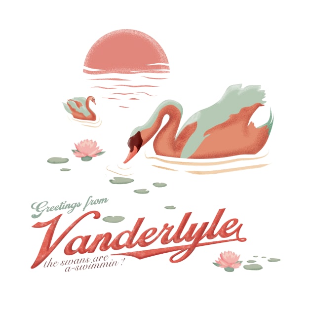 Greetings from Vanderlyle (The Swans are a-swimmin') by frayedalice