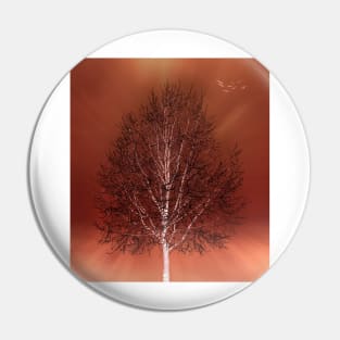 Fiery Winter Tree Pin