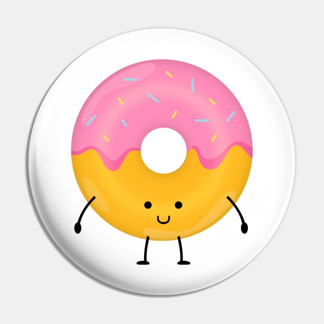 Cute Happy Donut Pin by BrightLightArts