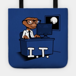 Funny E.T. Alien I.T. Expert Programmer Developer Retro Sci-fi 80's Movie Funny Meme Parody Tote