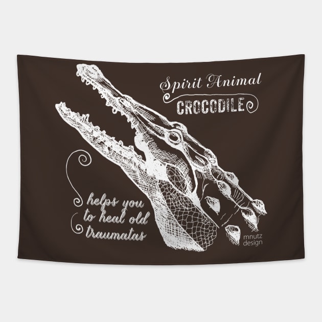 Spirit animal - Crocodile - white Tapestry by mnutz