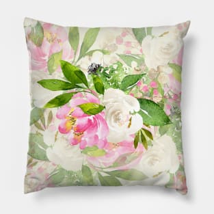 Pink and White Flowers Pillow