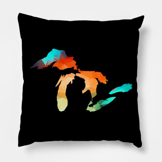 Michigan - Great Lakes in Fractal Colors Pillow by robotface