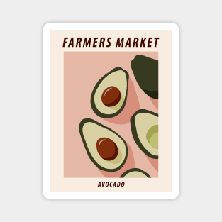 Farmers market print, Avocado, Posters aesthetic, Cottagecore decor, Exhibition poster, Exotic food art Magnet