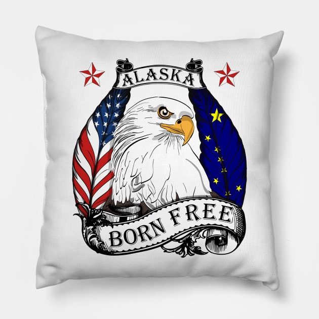 USA Alaska Eagle - Born Free Pillow by Fusti