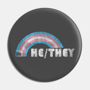 Grunge Transgender Pride - He/They Pronouns Pin