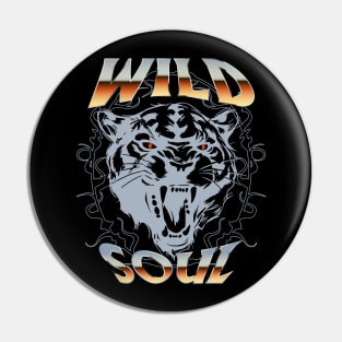 Panther head and wild soul quote design, y2k aesthetic Pin