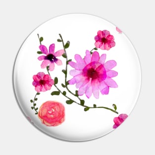 Vintage watercolor floral pink Pin