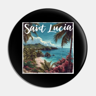 Saint Lucia (White Lettering) Pin