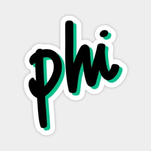 Greek Alphabet: phi (black-green) Magnet