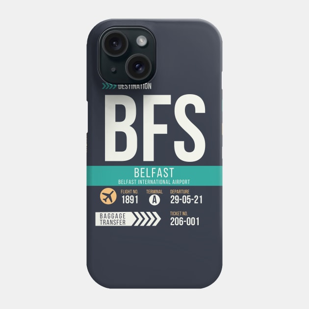 Belfast (BFS) Airport Code Baggage Tag Phone Case by SLAG_Creative