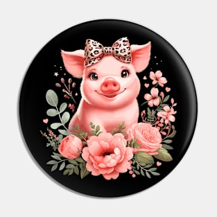 Pig With Leopard Headband Cute Pig Pin