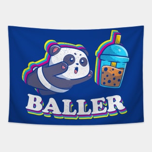 Baller Bubble Tea Funny Boba Tea Kawaii Panda Tapestry