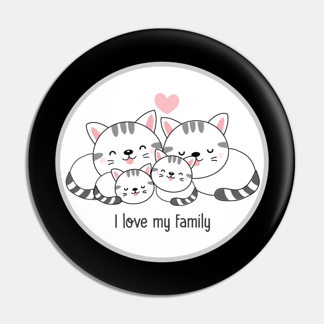 I Love my family Cats Pin by Dody