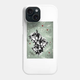 Abstract Roses, Butterflies and Dragonflies Phone Case